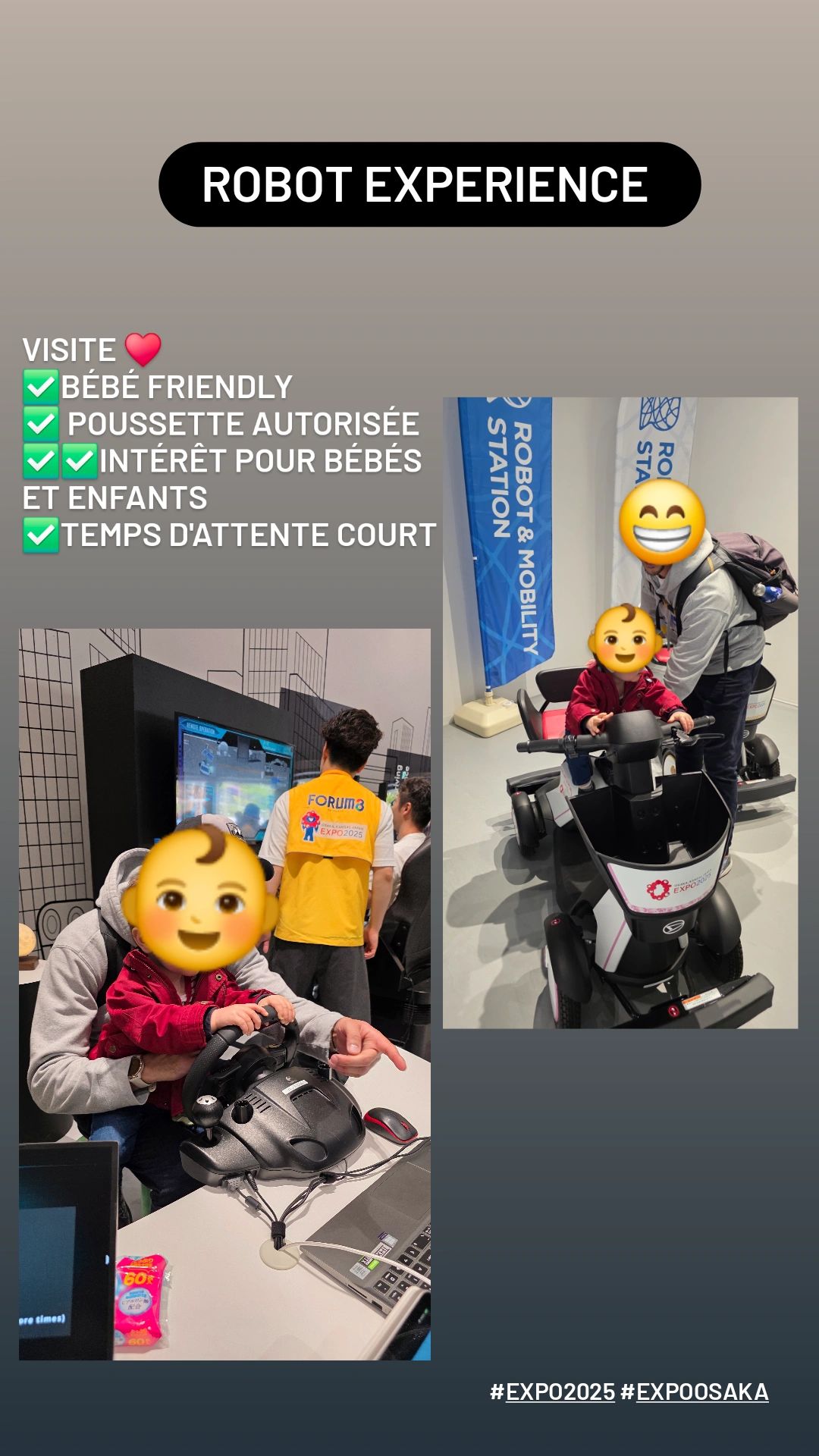 Robot Experience avec bébé à l'Expo d'Osaka